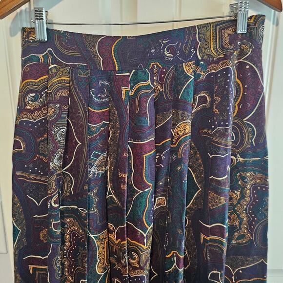 Vintage Michael Taylor Paisley Skirt Women 1X Purple 80s Preppy Cottage Academia - Picture 3 of 9